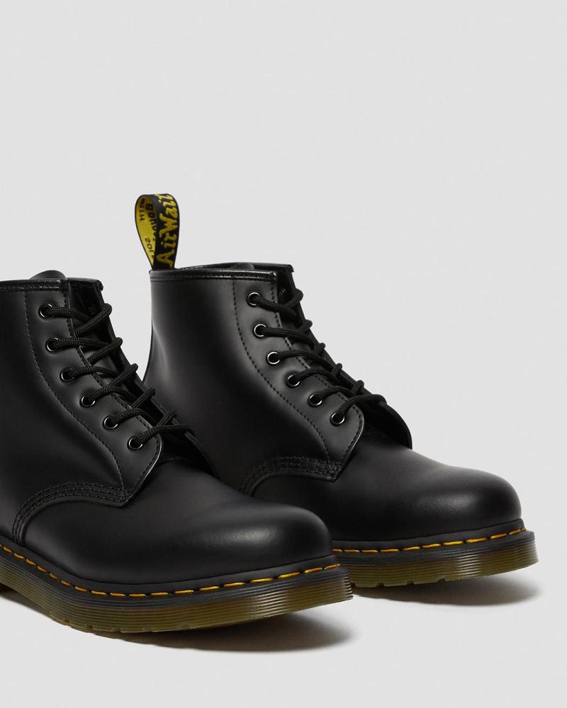 Dr Martens 101 Yellow Stitch Smooth Leren Enkellaars Heren Zwart | NL 386JPQ